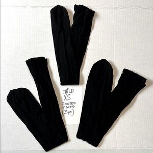 Child XS Black Footed Ballet Summer Tights (3/Pack)